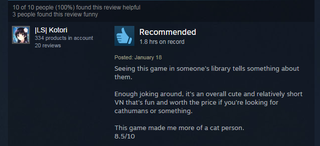 Illustration for article titled Nekopara Vol. 1, As Told By Steam Reviews
